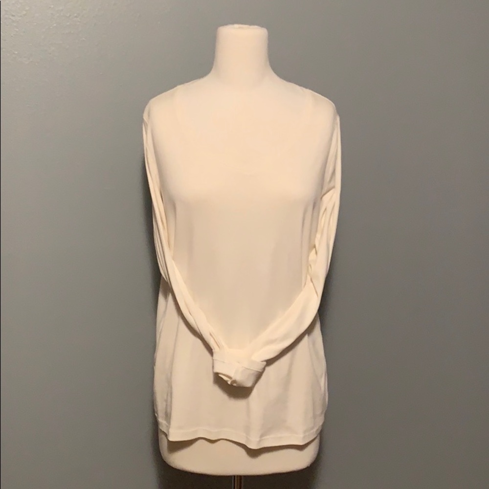 Talbots soft cotton long sleeved cream tee